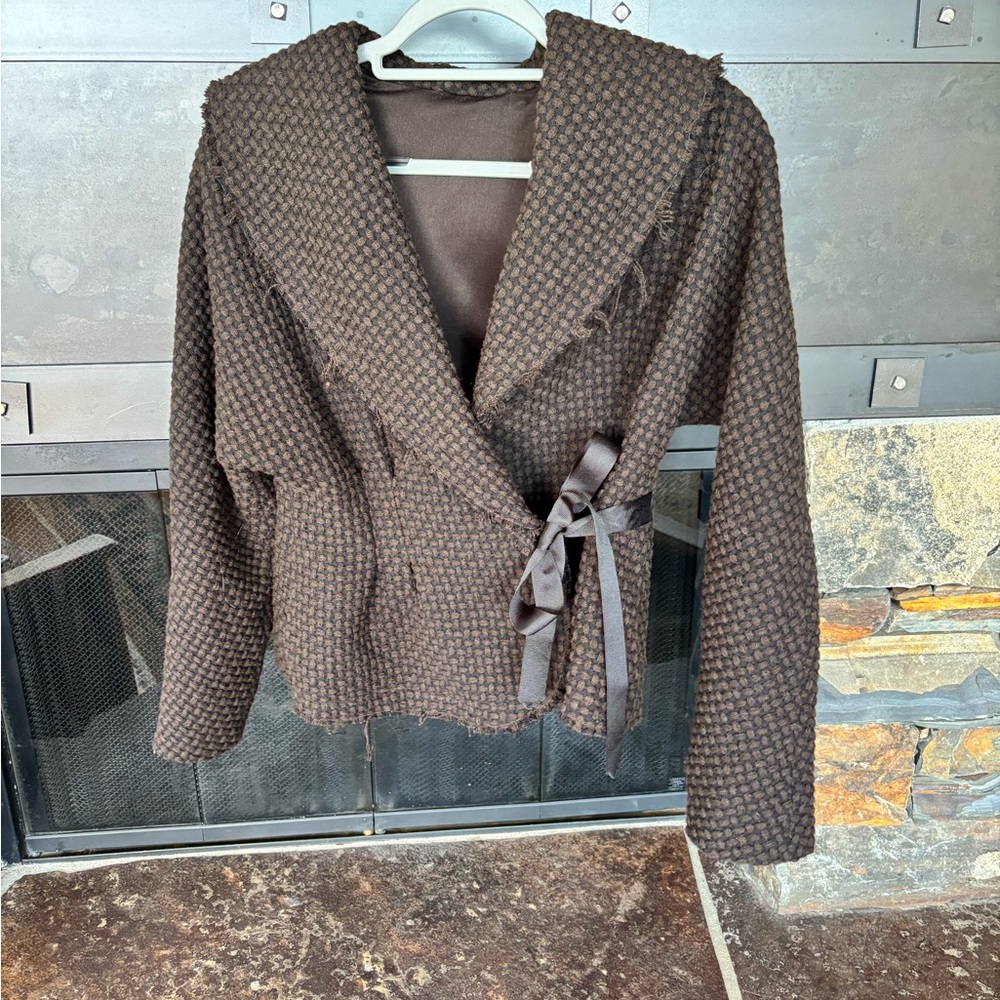 Babette SF Brown Textured Wrap Jacket - small